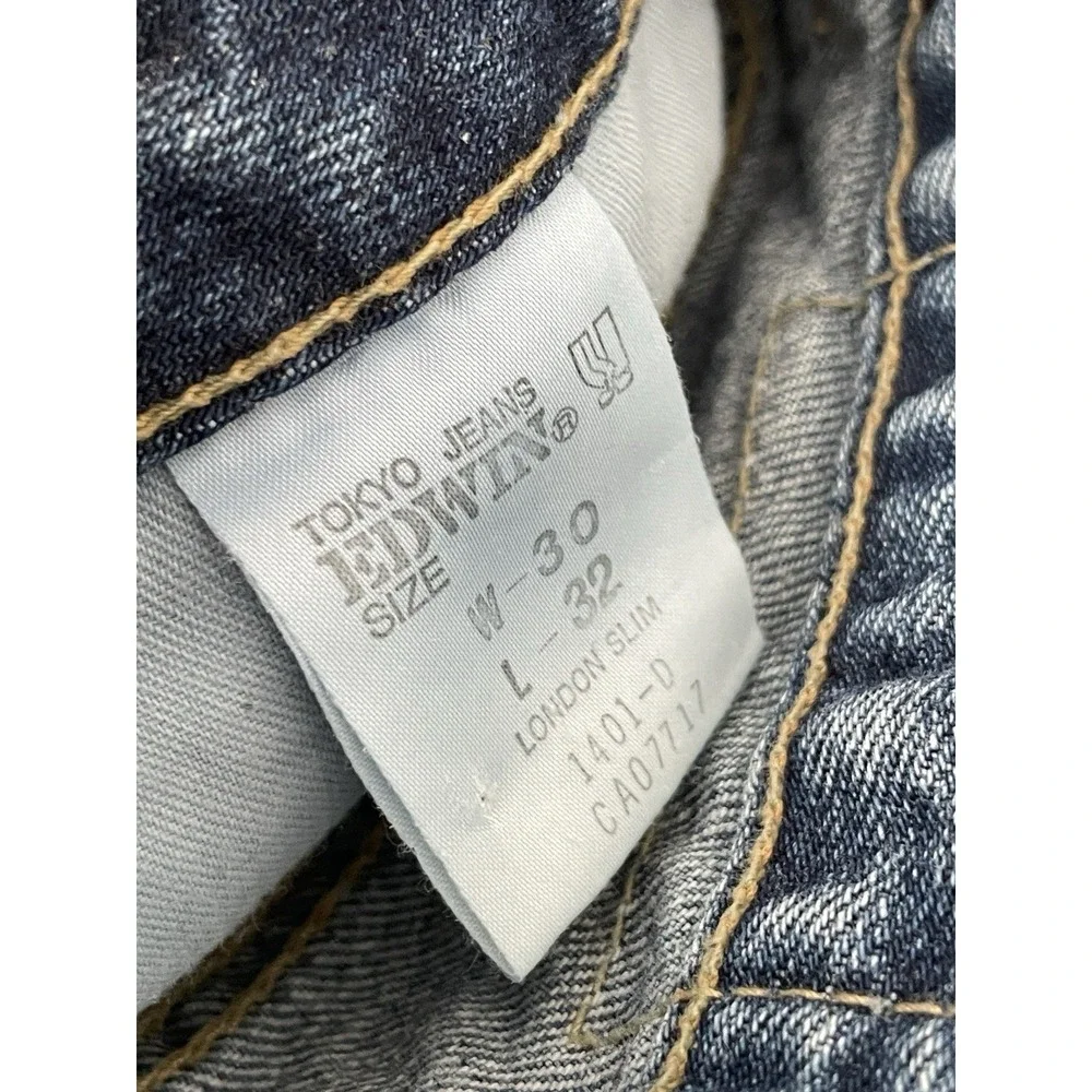 Vintage Edwin London Slim Blue Jeans Size‎ 30 x True 27 Hemmed 1980s Denim READ